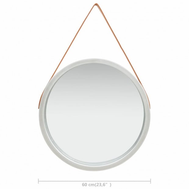 Wall Mirror With Strap 60cm Silver Image 6