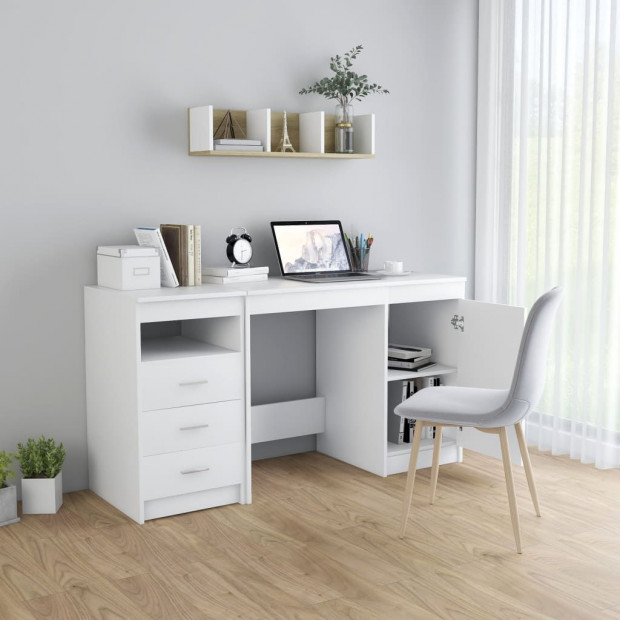 Desk White 140x50x76 Cm Chipboard Image 2
