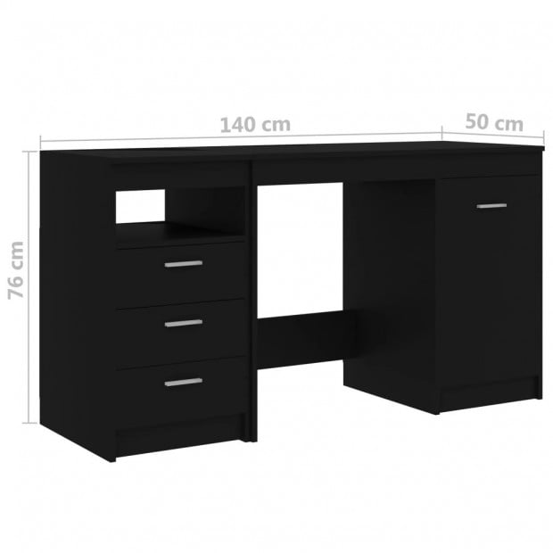 Desk Black 140x50x76 Cm Chipboard Image 10