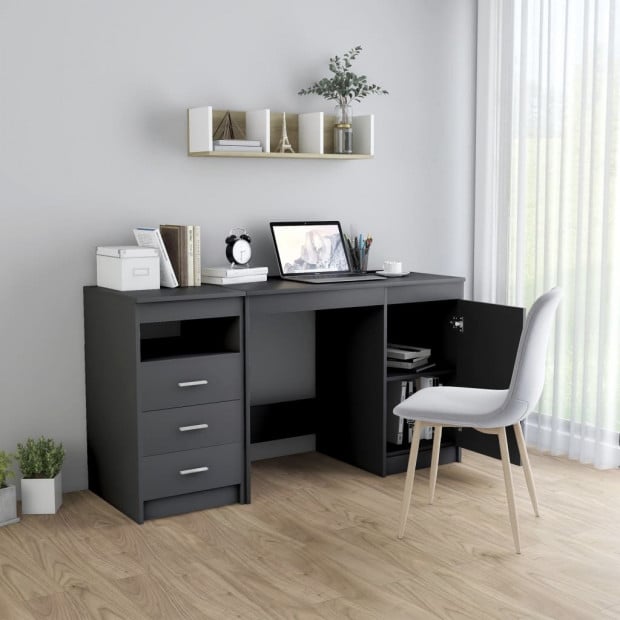 Desk Grey 140x50x76 Cm Chipboard Image 3