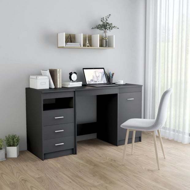 Desk Grey 140x50x76 Cm Chipboard