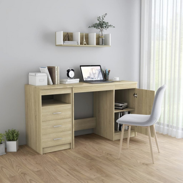 Desk Sonoma Oak 140x50x76 Cm Chipboard Image 3