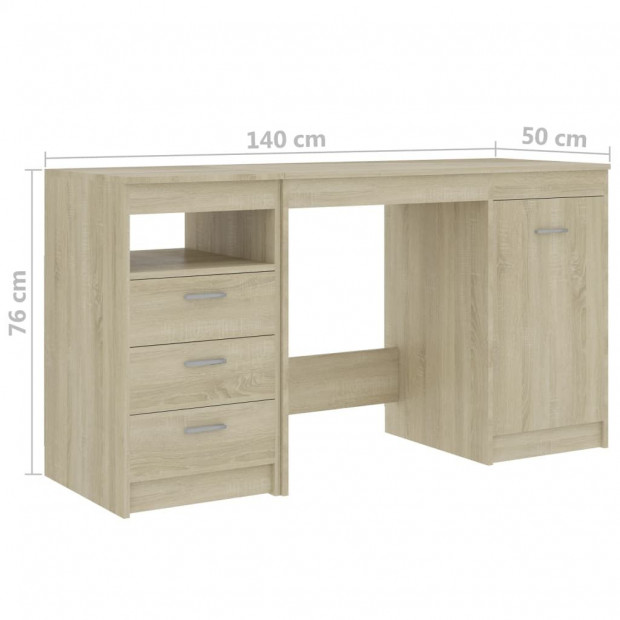 Desk Sonoma Oak 140x50x76 Cm Chipboard Image 10