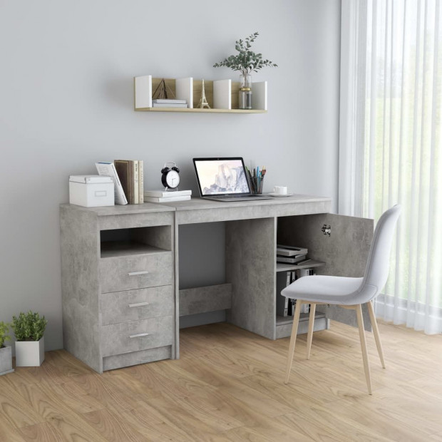 Desk Concrete Grey 140x50x76 Cm Chipboard Image 3