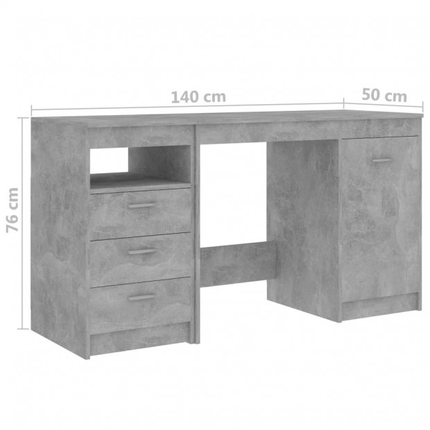 Desk Concrete Grey 140x50x76 Cm Chipboard Image 10