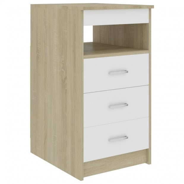 Desk White And Sonoma Oak 140x50x76 Cm Chipboard Image 7
