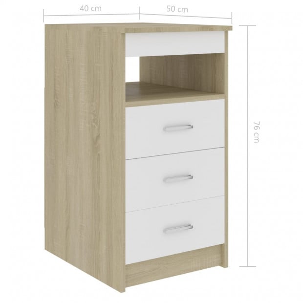 Desk White And Sonoma Oak 140x50x76 Cm Chipboard Image 8