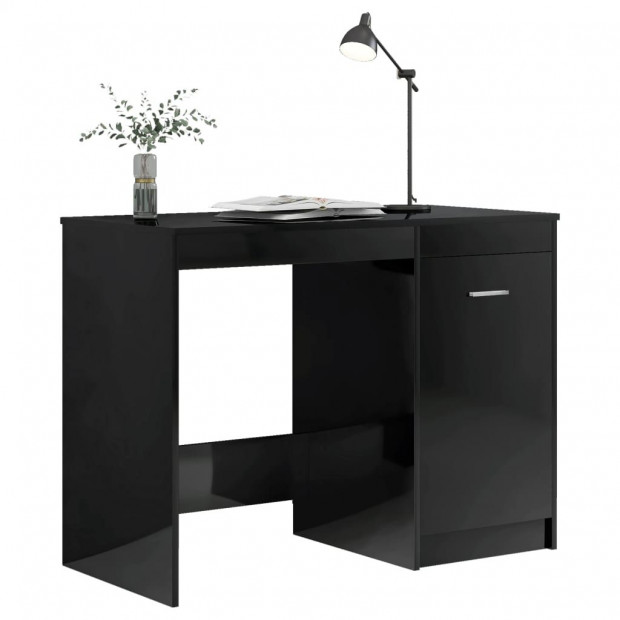 Desk High Gloss Black 140x50x76 Cm Chipboard Image 5