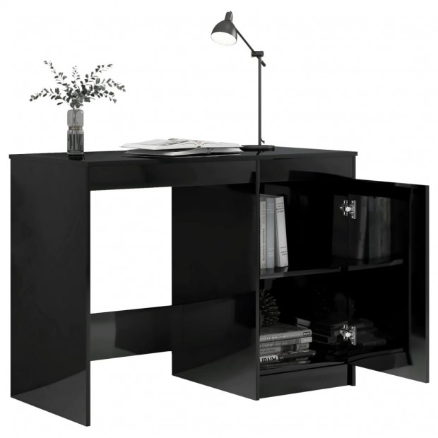 Desk High Gloss Black 140x50x76 Cm Chipboard Image 6