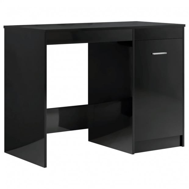 Desk High Gloss Black 140x50x76 Cm Chipboard Image 7