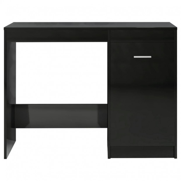 Desk High Gloss Black 140x50x76 Cm Chipboard Image 9