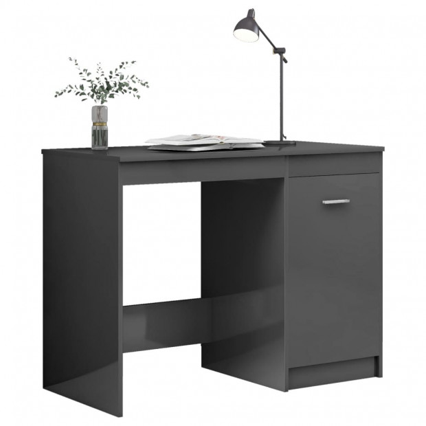 Desk High Gloss Grey 140x50x76 Cm Chipboard Image 6