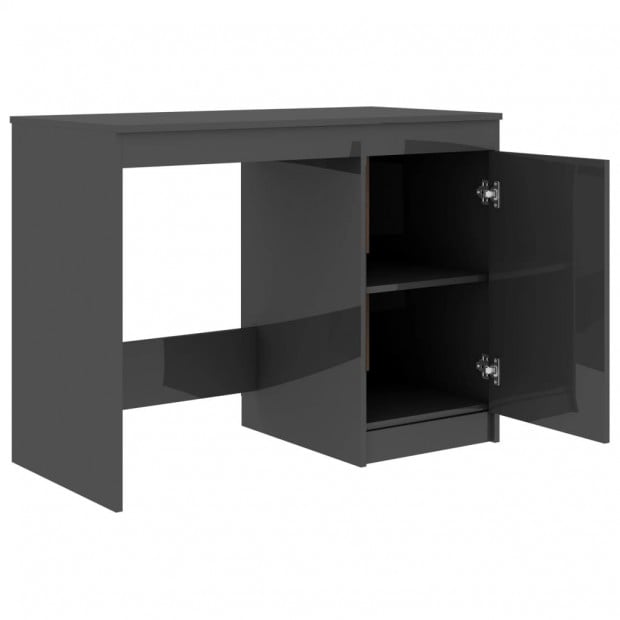 Desk High Gloss Grey 140x50x76 Cm Chipboard Image 8