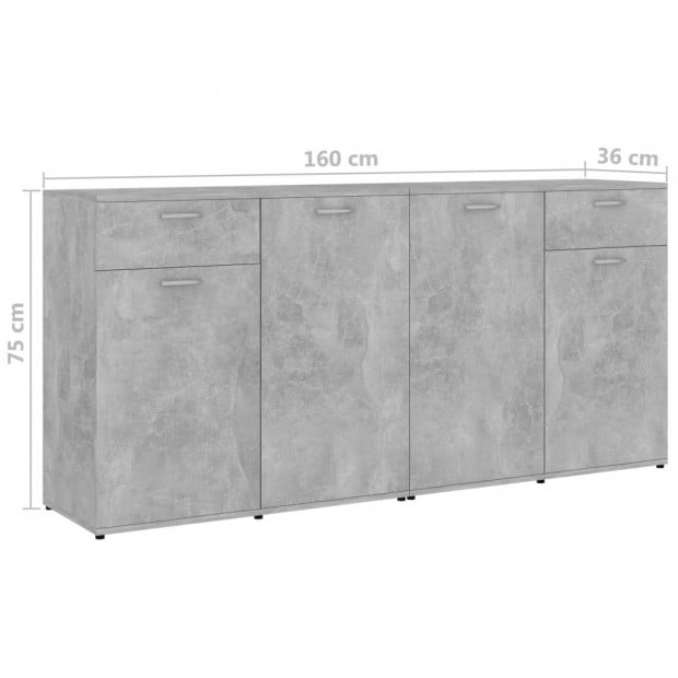 Sideboard Concerte Grey 160x36x75 Cm Chipboard Image 10