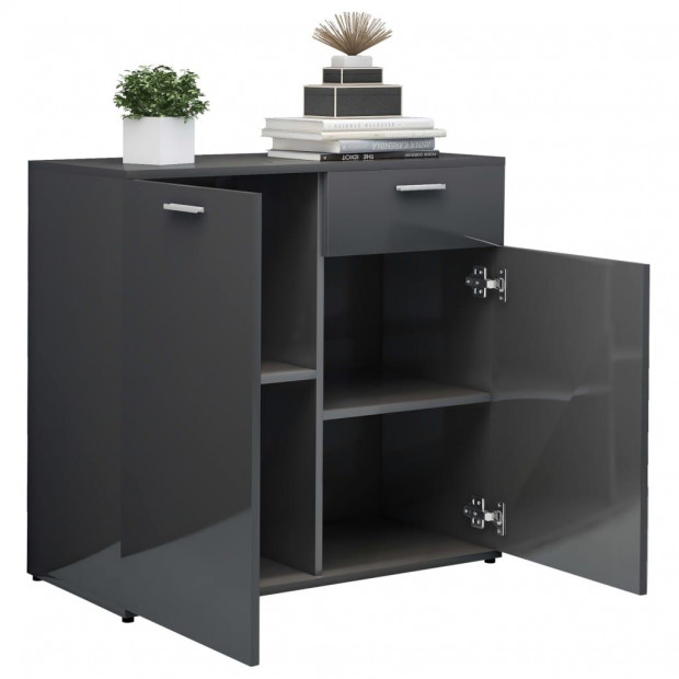 Sideboard High Gloss Grey 160x36x75 Cm Chipboard Image 4