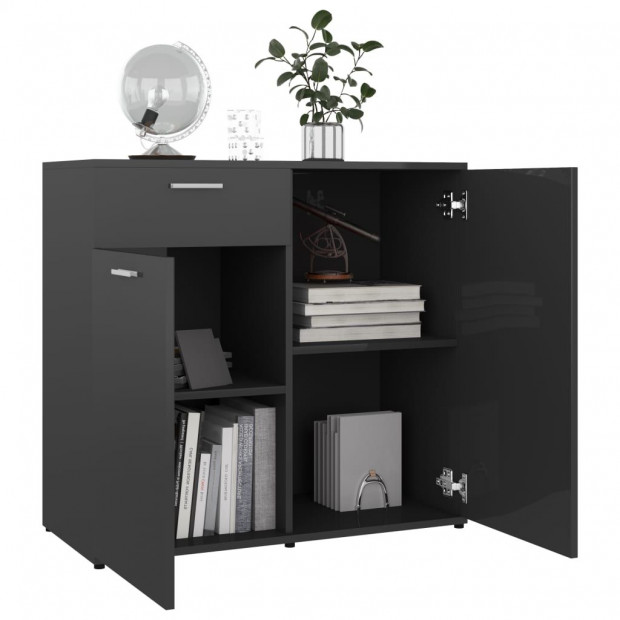 Sideboard High Gloss Grey 160x36x75 Cm Chipboard Image 5