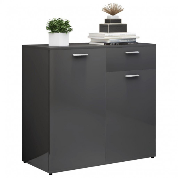 Sideboard High Gloss Grey 160x36x75 Cm Chipboard Image 6
