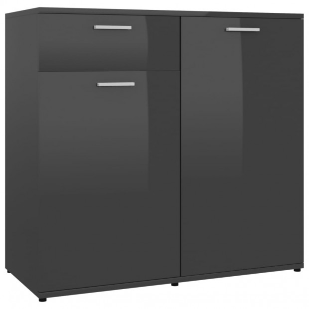 Sideboard High Gloss Grey 160x36x75 Cm Chipboard Image 7