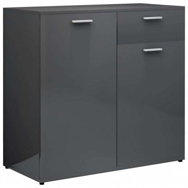 Sideboard High Gloss Grey 160x36x75 Cm Chipboard Image 8