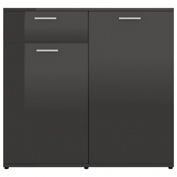 Sideboard High Gloss Grey 160x36x75 Cm Chipboard Image 9