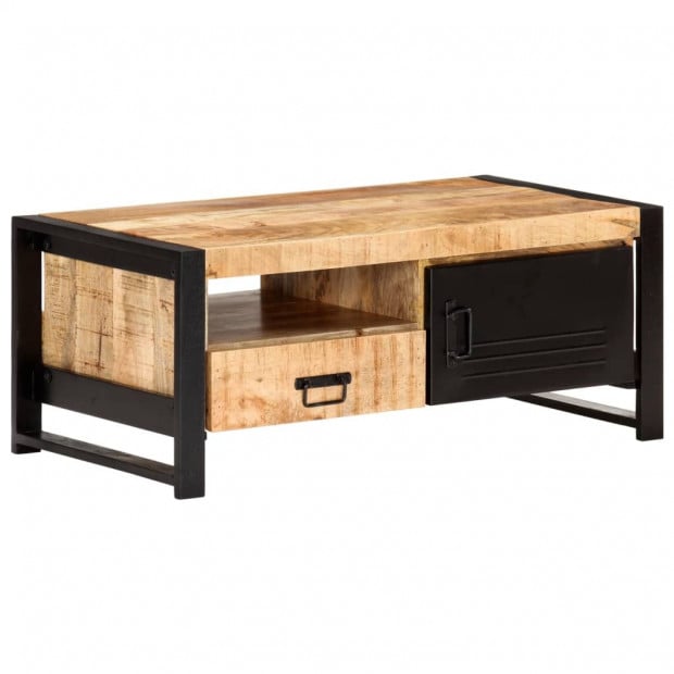 Coffee Table 100x50x40 Cm Rough Mango Wood Image 11