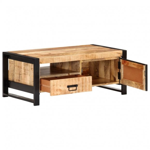 Coffee Table 100x50x40 Cm Rough Mango Wood Image 3