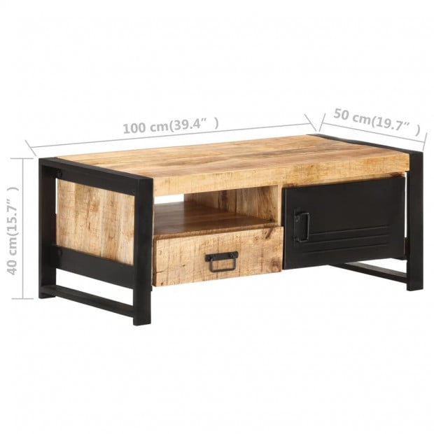 Coffee Table 100x50x40 Cm Rough Mango Wood Image 7