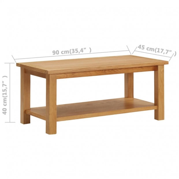 Coffee Table 90x45x40 Cm Solid Oak Wood Image 7