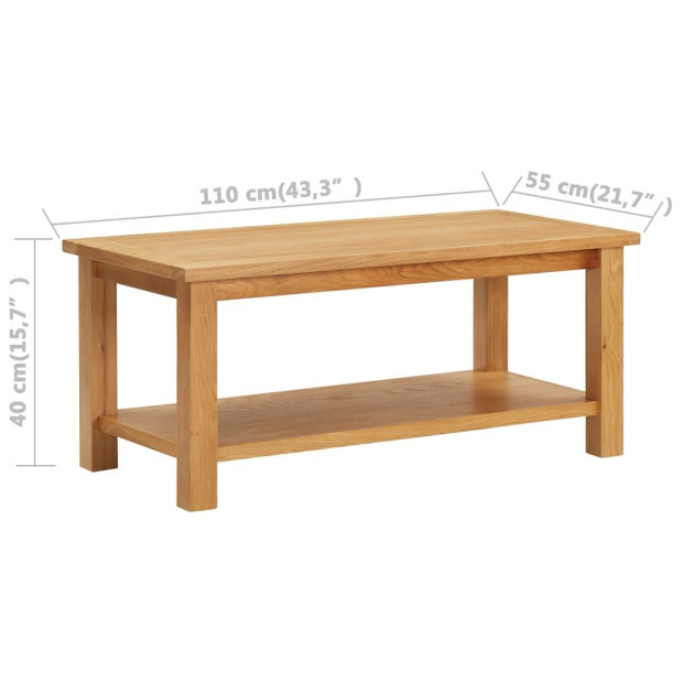 Coffee Table 110x55x40cm Solid Oak Wood Image 7