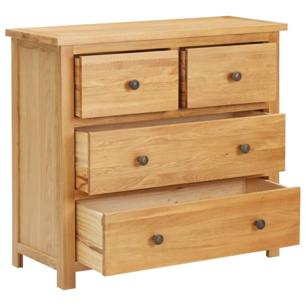Chest Of Drawers 80x35x75cm Solid Oak Wood Image 2
