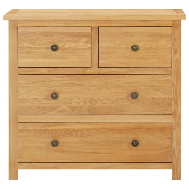 Chest Of Drawers 80x35x75cm Solid Oak Wood Image 3