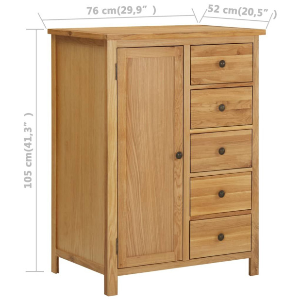 Wardrobe 76x52x105 Cm Solid Oak Wood Image 8