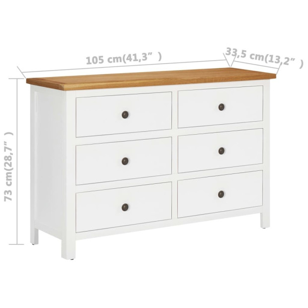 Chest Of Drawers 105x33.5x73 Cm Solid Oak Wood Image 8