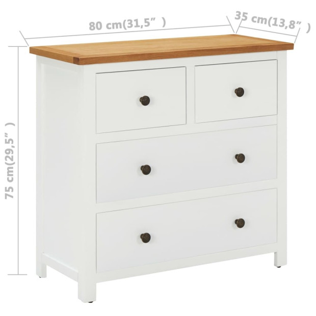 Chest Of Drawers 80x35x75 Cm Solid Oak Wood Image 9