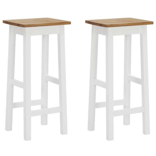 Bar Stools 2 Pcs Solid Oak Wood