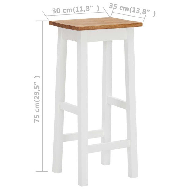 Bar Stools 2 Pcs Solid Oak Wood Image 5