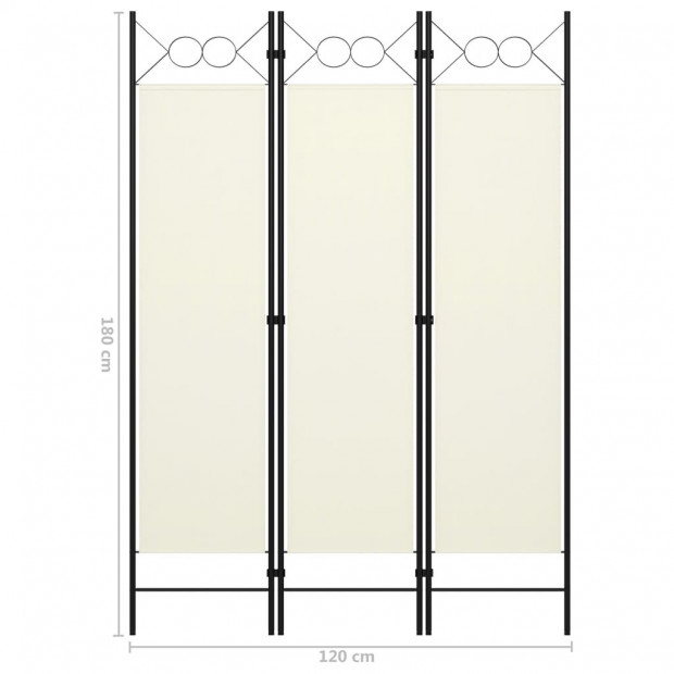 3-panel Room Divider Cream White 120x180 Cm Image 6