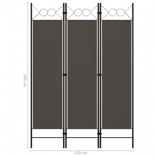 3-panel Room Divider Anthracite 120x180 Cm Image 6