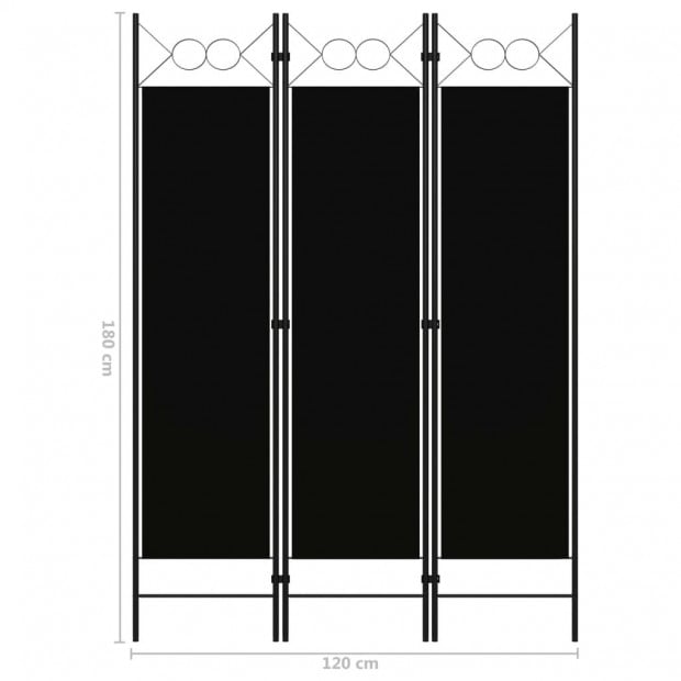 3-panel Room Divider Black 120x180 Cm Image 6