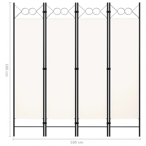 4-panel Room Divider 160x180 Cm White Image 6