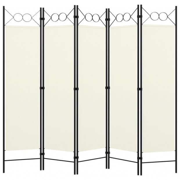 5-panel Room Divider Cream White 200x180 Cm Image 2