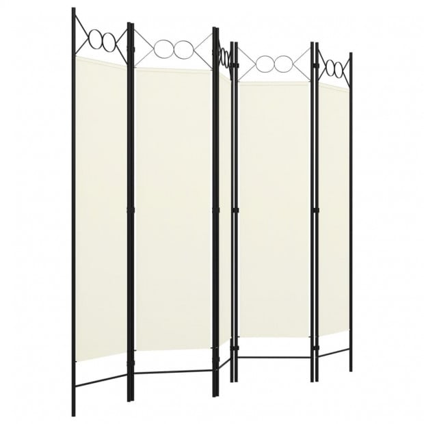 5-panel Room Divider Cream White 200x180 Cm Image 3