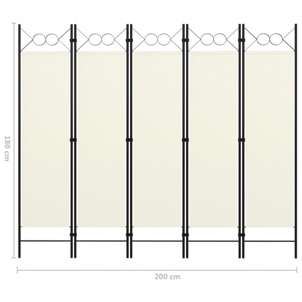 5-panel Room Divider Cream White 200x180 Cm Image 6