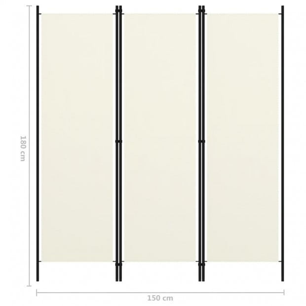 3-panel Room Divider Cream White 150x180 Cm Image 6
