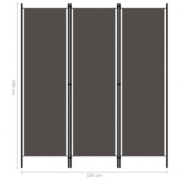 3-panel Room Divider Anthracite 150x180 Cm Image 6