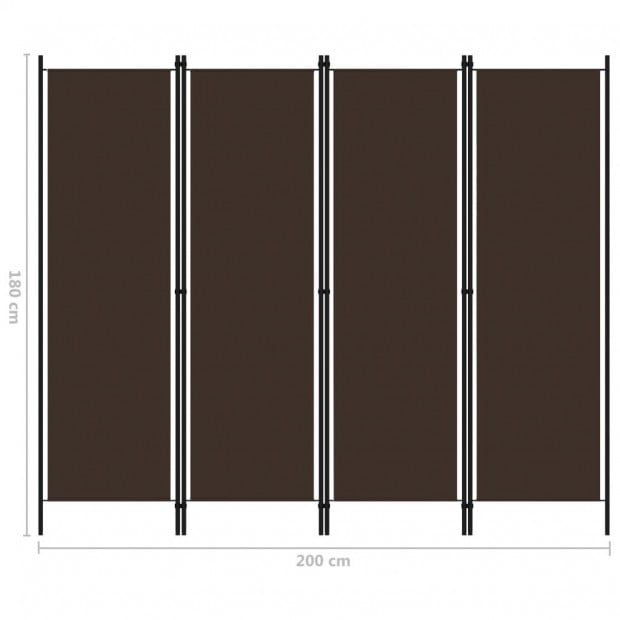 4-panel Room Divider 200x180 Cm Brown Image 6