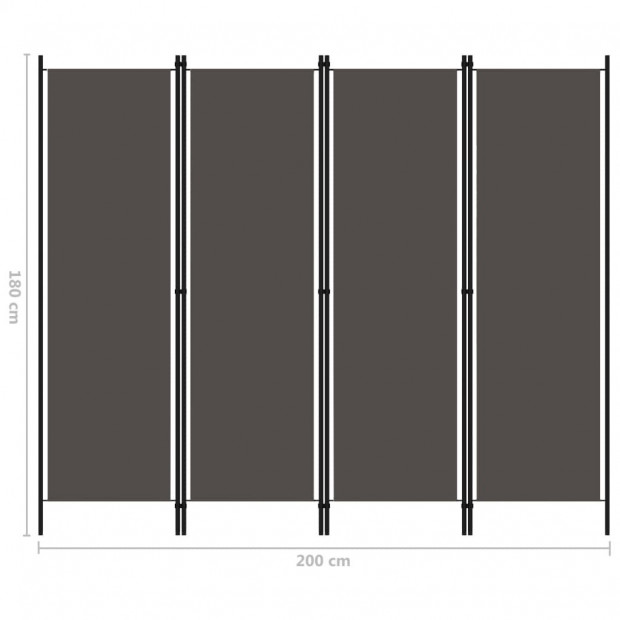 Anthracite 4-panel Room Divider 200x180 Cm Image 6