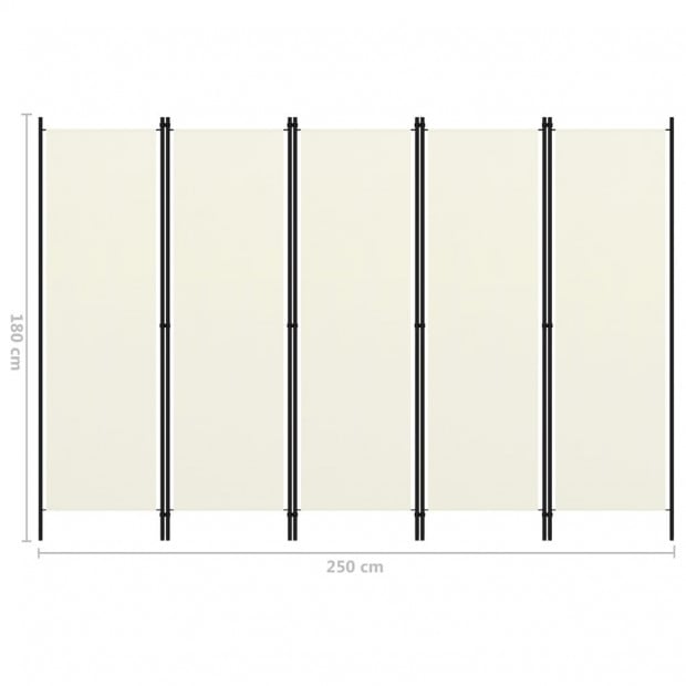 5-panel Cream White Room Divider 250x180 Cm Image 6