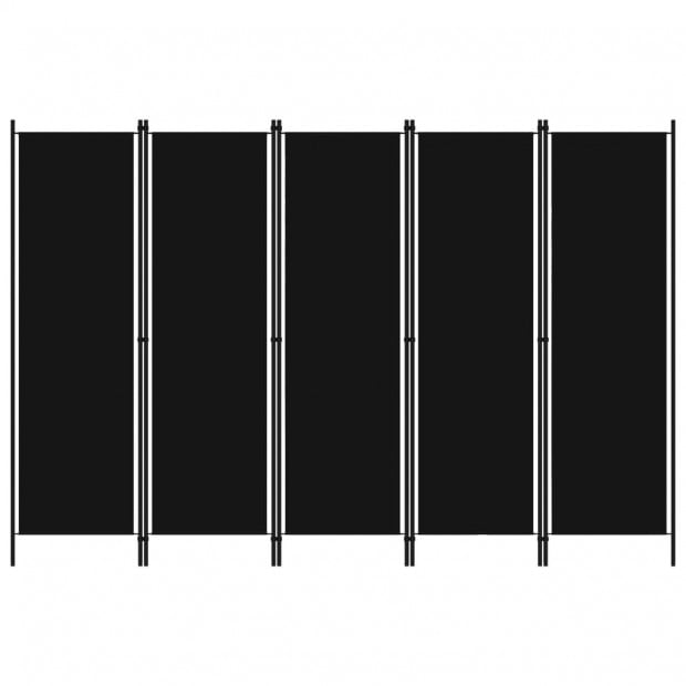 5-panel Room Divider Black 250x180 Cm