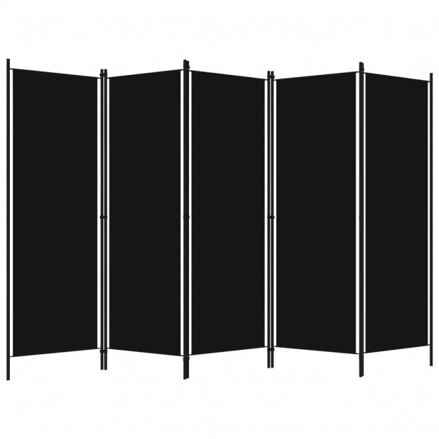 5-panel Room Divider Black 250x180 Cm Image 2